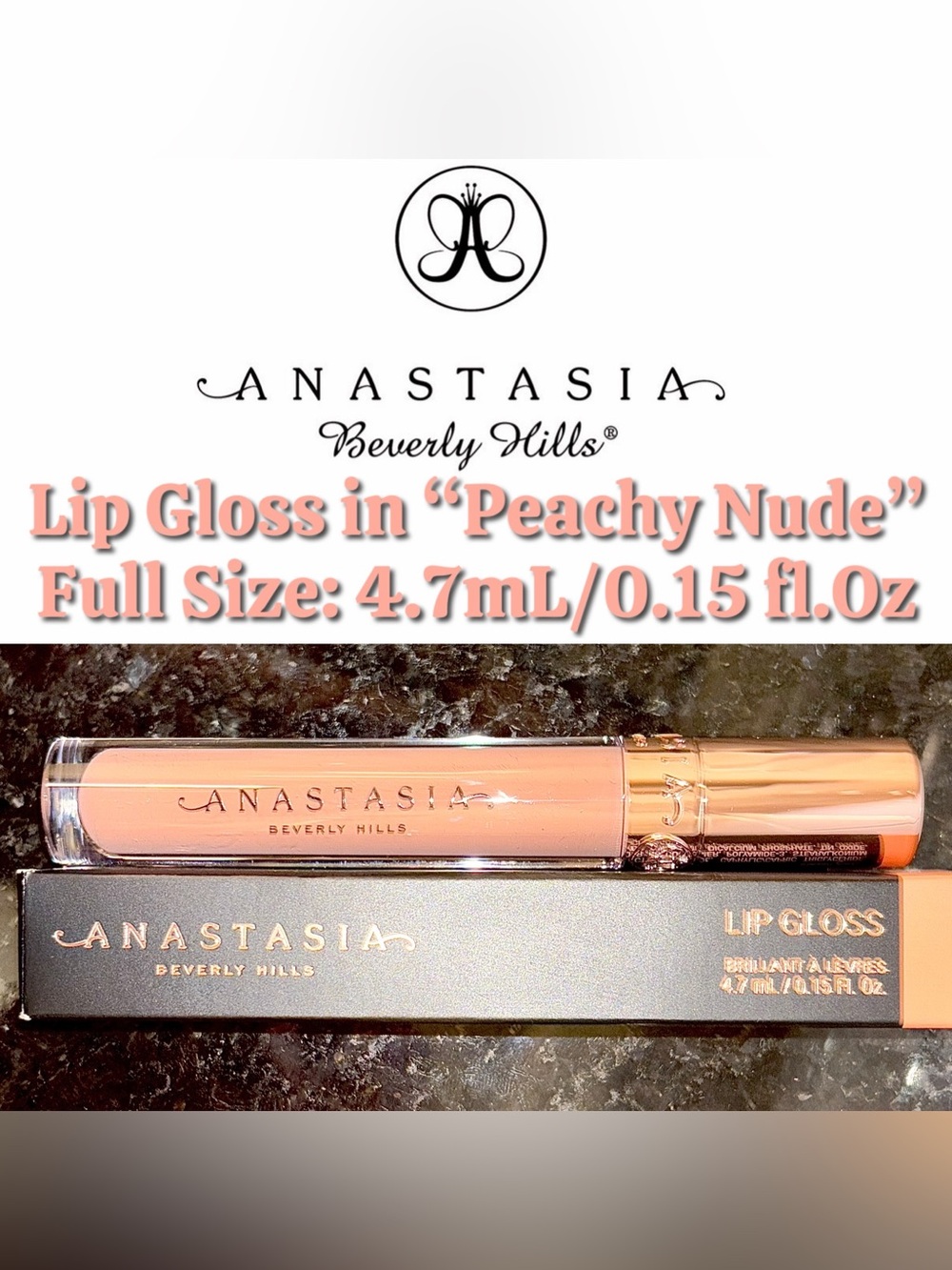 Anastasia Beverly Hills Lip Gloss in Peachy Nude - Full Size (New in Box)